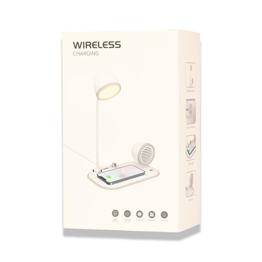 Kablosuz Şarj Özellikli Masaüstü Led Lamba + Bluetooth Hoparlör Promozone