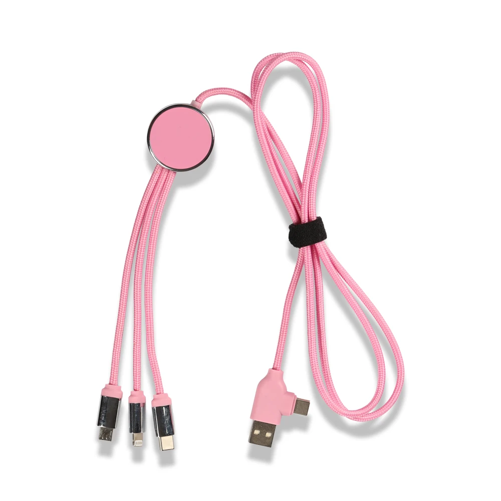 Renkli Işıklı Logolu 120 cm 3’ü 1 Arada Şarj Kablosu (USB-C, Lightning, Micro USB) – Çantasız Model Promozone