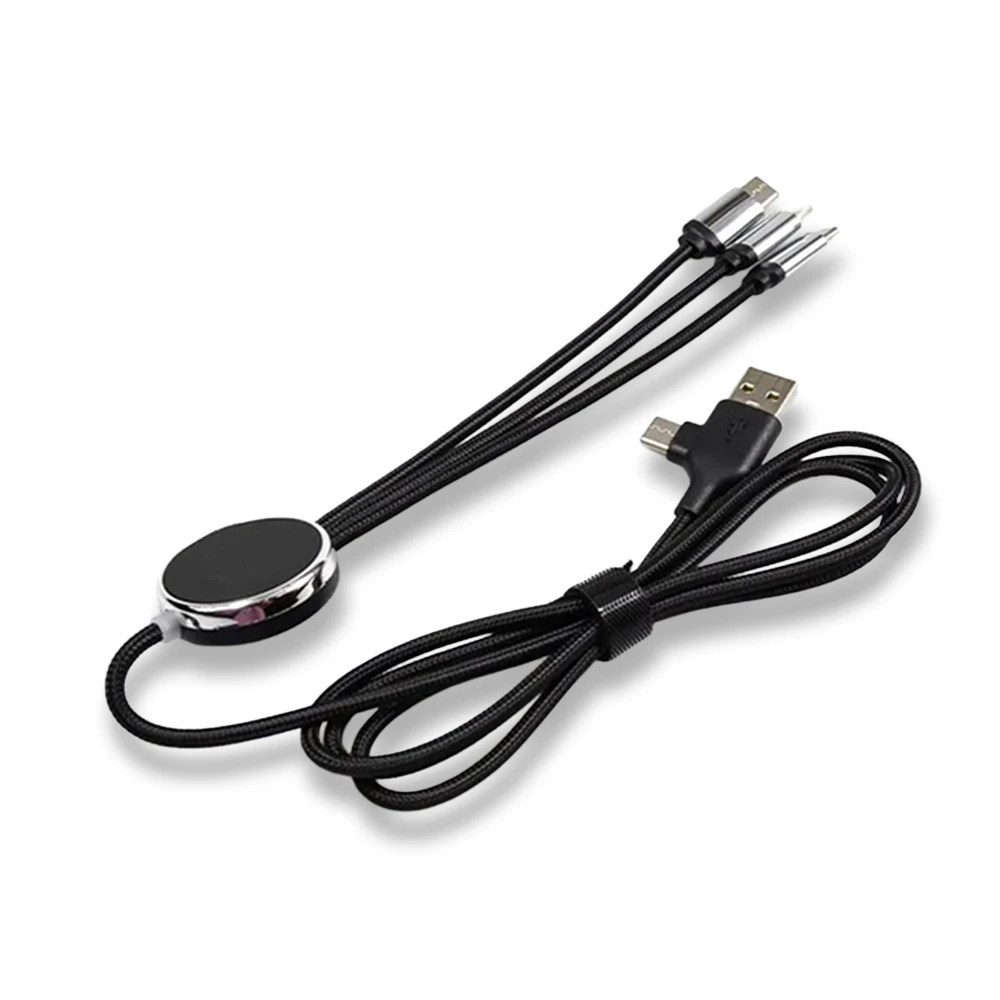 EVA Çantalı Işıklı Logolu 60W Hızlı Şarj Destekli 3’ü 1 Arada Veri Aktarımlı Şarj Kablosu (USB-C, Lightning, Micro USB) Promozone