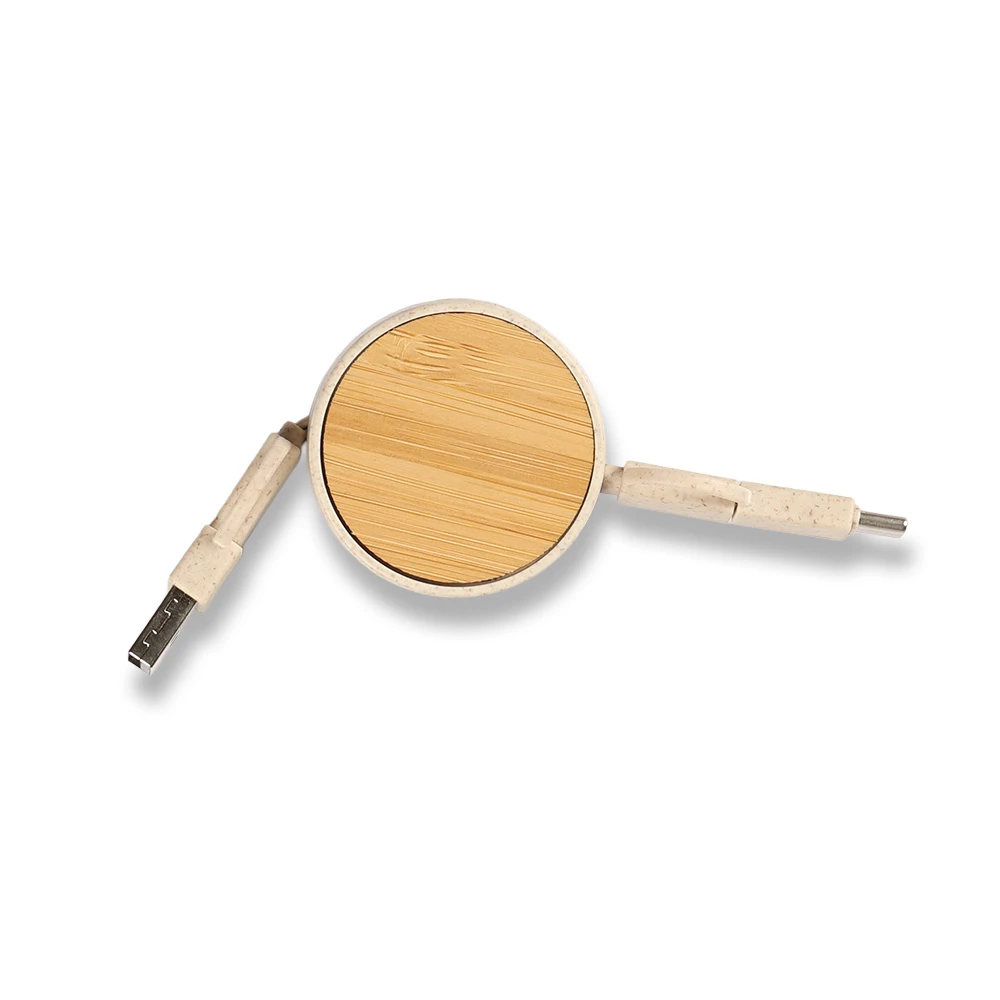 EVA Çantalı Bambu Logolu 80 cm Makaralı 3’ü 1 Arada Şarj Kablosu (USB-C, Lightning, Micro USB) Promozone