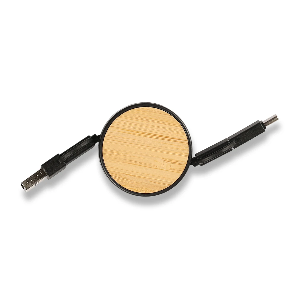 EVA Çantalı Bambu Logolu 80 cm Makaralı 3’ü 1 Arada Şarj Kablosu (USB-C, Lightning, Micro USB) Promozone