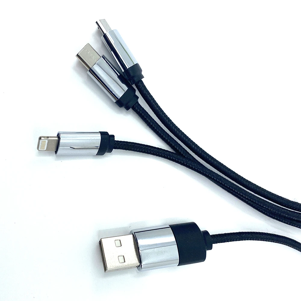 EVA Çantalı 120 cm Işıklı Logolu Çoklu Şarj Kablosu (USB-C, Lightning, Micro USB) Promozone