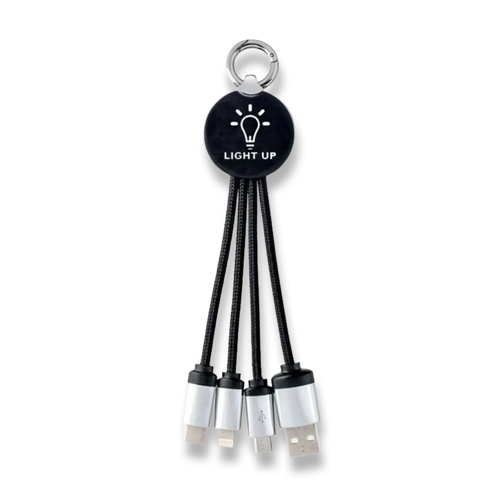 EVA Çantalı Işıklı Logolu Anahtarlık Tipi 3’ü 1 Arada Promosyon Şarj Kablosu (USB-C, Lightning, Micro USB) Promozone