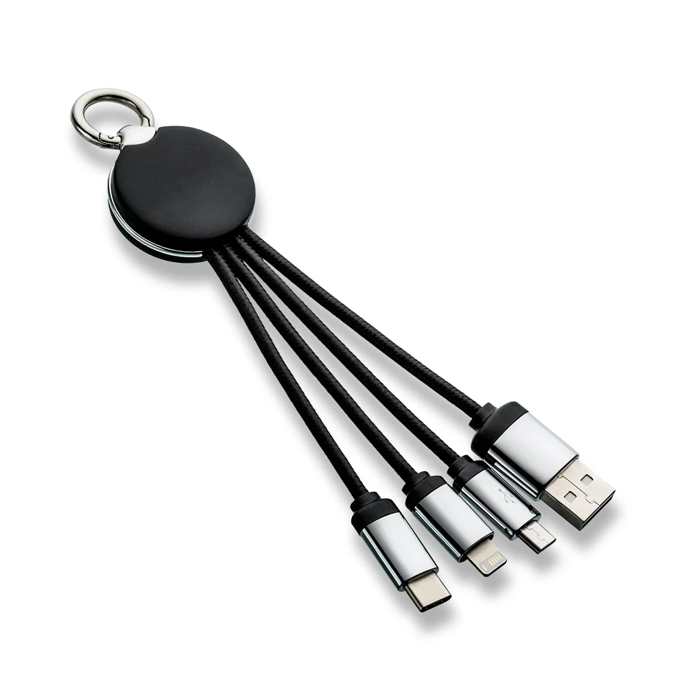 EVA Çantalı Işıklı Logolu Anahtarlık Tipi 3’ü 1 Arada Promosyon Şarj Kablosu (USB-C, Lightning, Micro USB) Promozone