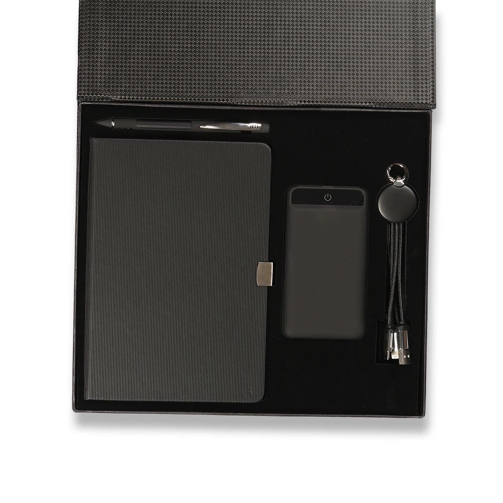 Işıklı Set (10.000 mAh Powerbank - Işıklı Kalem - Işıklı Kablo - 13x21cm Deri Defter) Promozone