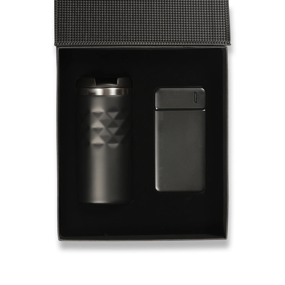 2 Ürünlü Vip Kutulu Hediye Seti (300 ml Termos - 10.000 mAh Powerbank) Promozone