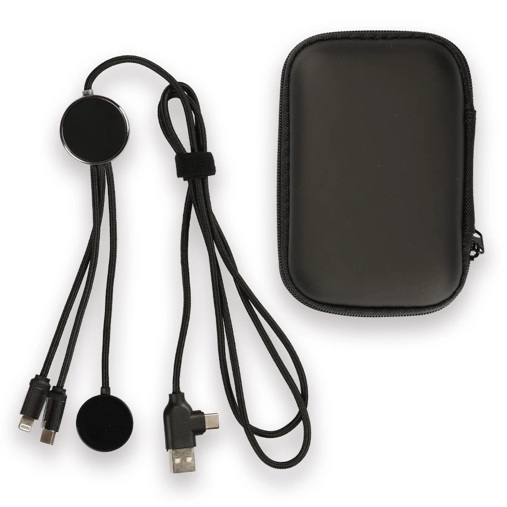 EVA Çantalı Işıklı Logolu 3’ü 1 Arada Şarj Kablosu (USB-C, Lightning, Micro USB) + 2.5W Wireless Akıllı Saat Şarj Destekli – 125 cm Promozone