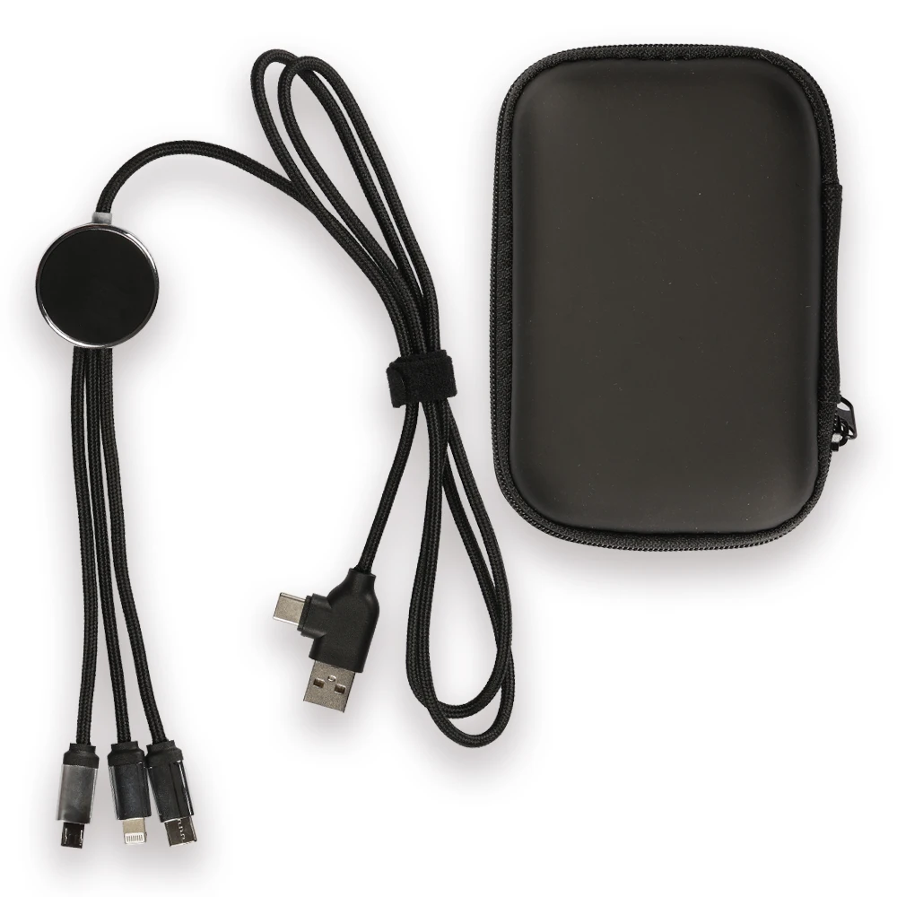 EVA Çantalı Renkli Işıklı Logolu 120 cm 3’ü 1 Arada Şarj Kablosu (USB-C, Lightning, Micro USB) Promozone