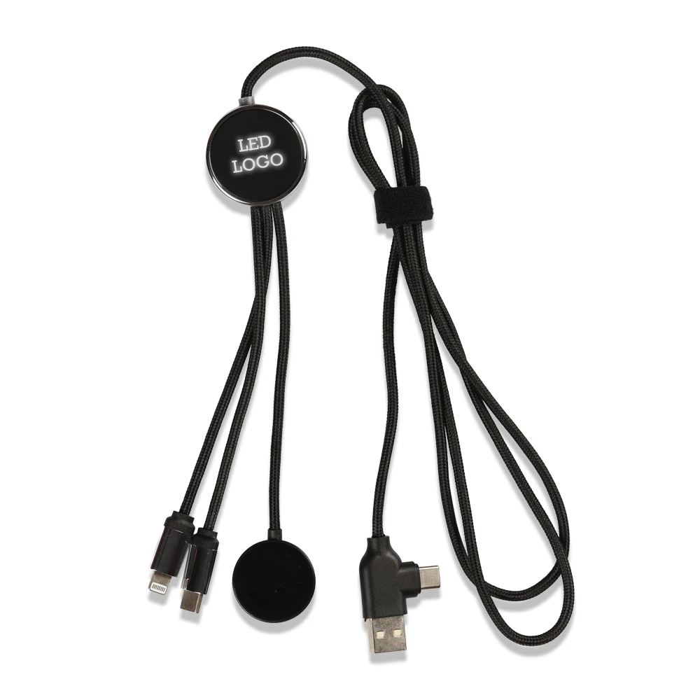 125 cm Işıklı Logolu 3’ü 1 Arada Şarj Kablosu + 2.5W Wireless Akıllı Saat Şarj Özellikli – Çantasız Model Promozone