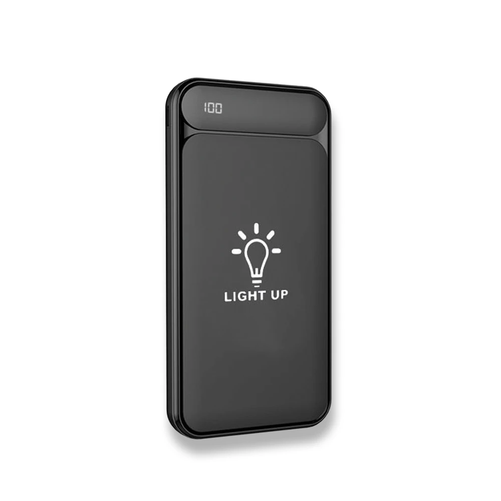 10.000 mAh Işıklı Logolu Powerbank (LED Logo + Yüzde Gösterge + Çift USB Çıkışlı Promozone