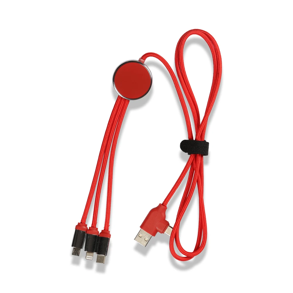 EVA Çantalı Renkli Işıklı Logolu 120 cm 3’ü 1 Arada Şarj Kablosu (USB-C, Lightning, Micro USB) Promozone