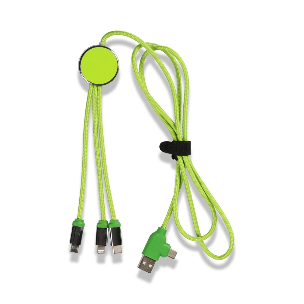 EVA Çantalı Renkli Işıklı Logolu 120 cm 3’ü 1 Arada Şarj Kablosu (USB-C, Lightning, Micro USB) Promozone