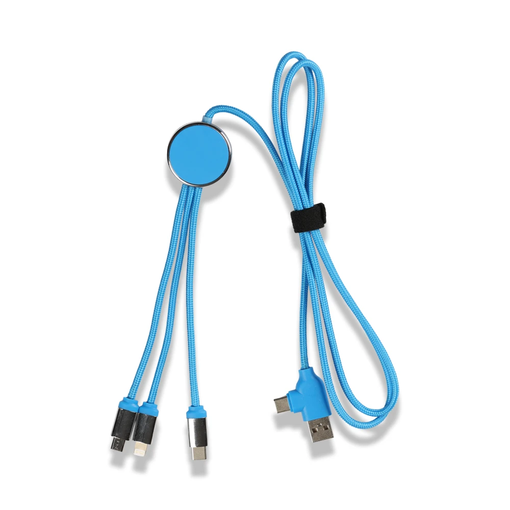 EVA Çantalı Renkli Işıklı Logolu 120 cm 3’ü 1 Arada Şarj Kablosu (USB-C, Lightning, Micro USB) Promozone