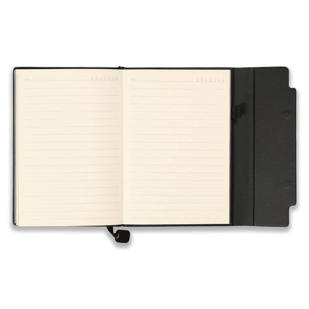14 x 21 cm Termo Deri Kapaklı Mıknatıslı Kapaklı Defter 200 Sayfa 100 gr Ivory Krem Çizgili İç Kağıt Promozone