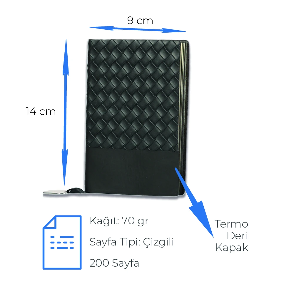 9 x 14 cm Baklava Desenli Yumuşak Kapaklı Cep Defteri 160 Sayfa 70 gr Ivory Krem Çizgili İç Kağıt Promozone