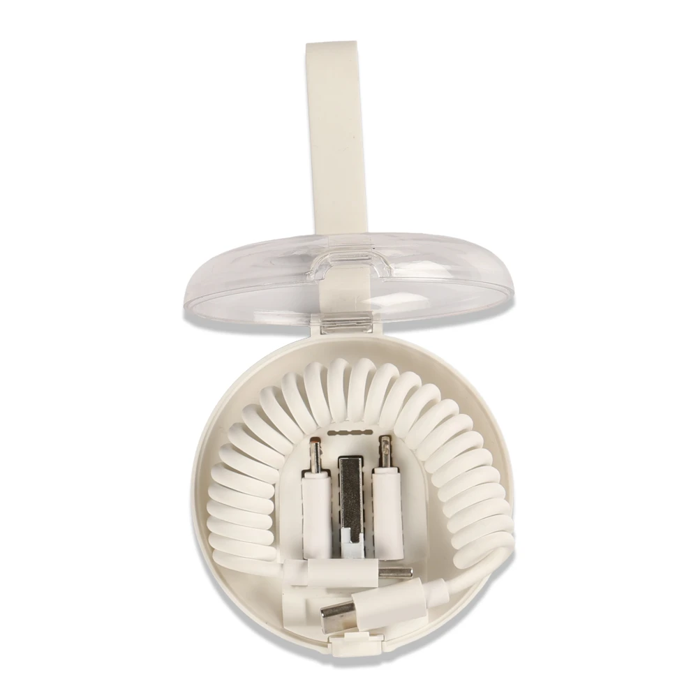 60W Hızlı Şarj ve Data Transfer Özellikli Spiral Kablo + Çoklu Uçlu Toplama Kutulu Promosyon Şarj Kablosu (85 cm) Promozone