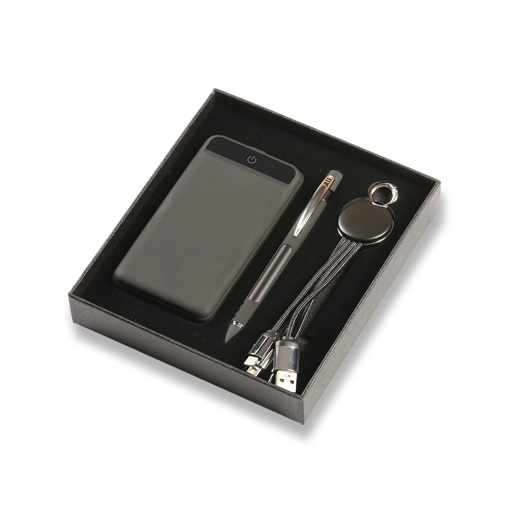 Işıklı Powerbank, Işıklı Kalem & Işıklı Şarj Kablosu Kutulu Hediye Seti