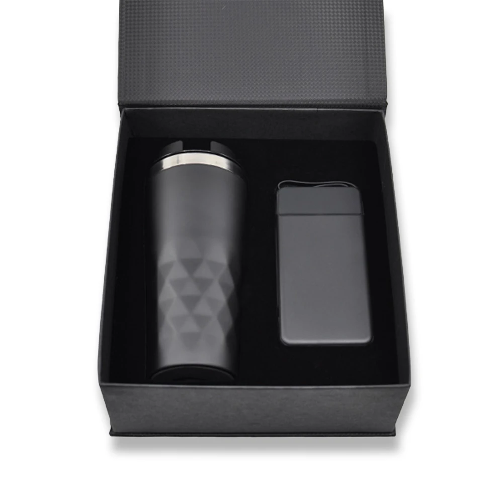 10.000 mAh Hızlı Şarj Powerbank & 450 ml Termos Bardak Kutulu VIP Hediye Seti (Sıvama Sert Kutu) Promozone