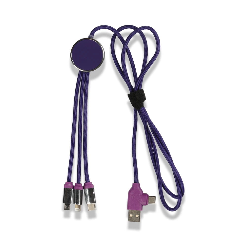 Renkli Işıklı Logolu 120 cm 3’ü 1 Arada Şarj Kablosu (USB-C, Lightning, Micro USB) – Çantasız Model Promozone