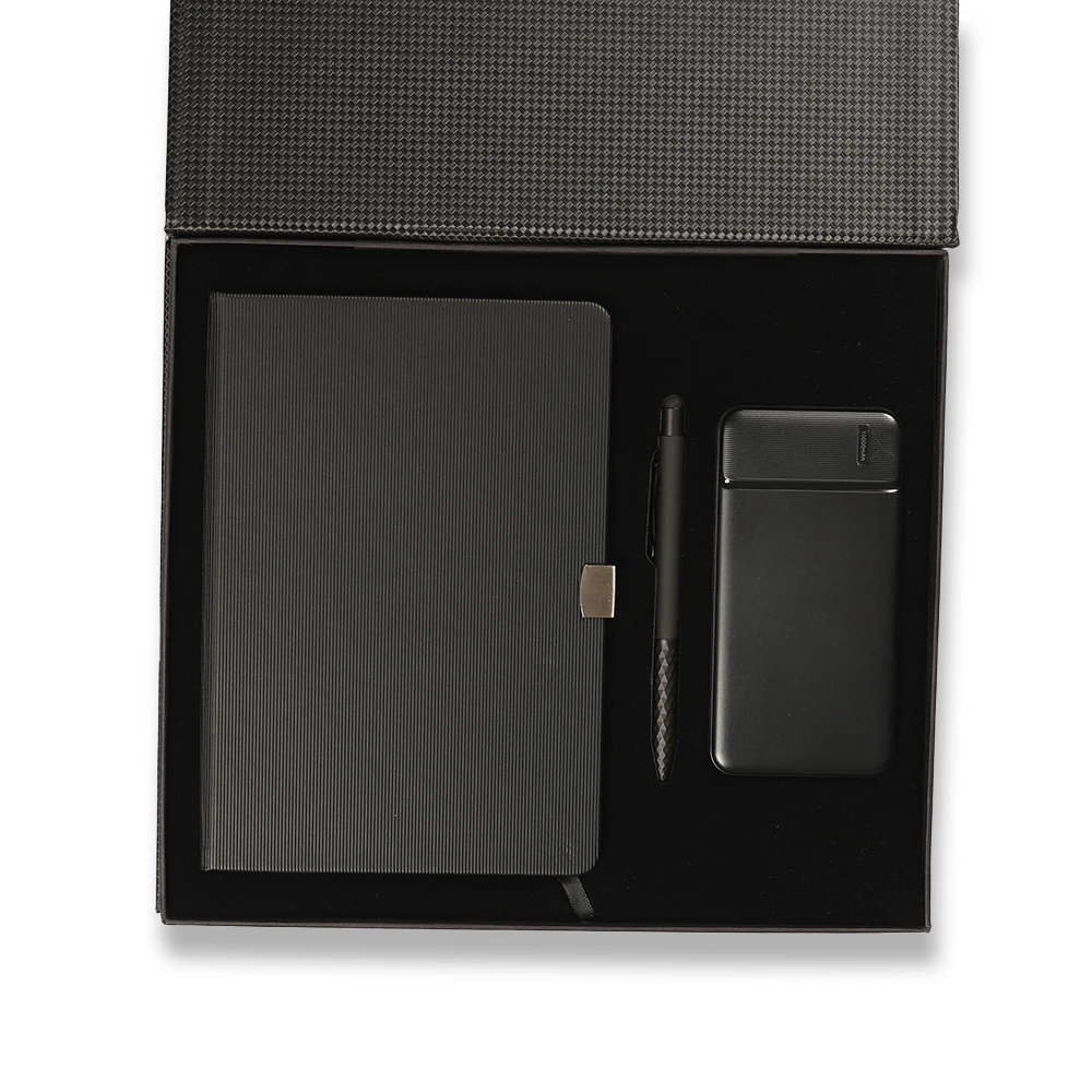 Termo Deri Defter, Touchpen Diamond Kalem & 10.000 mAh Powerbank Kutulu VIP Hediye Seti Promozone