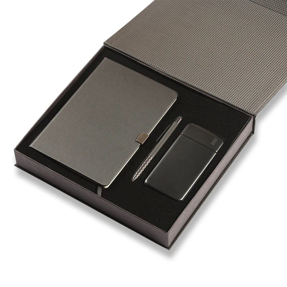Termo Deri Defter, Touchpen Diamond Kalem & 10.000 mAh Powerbank Kutulu VIP Hediye Seti Promozone