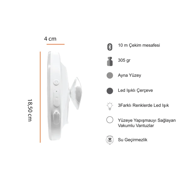 Ayna Yüzeyli LED Işıklı Kablosuz Bluetooth Hoparlör