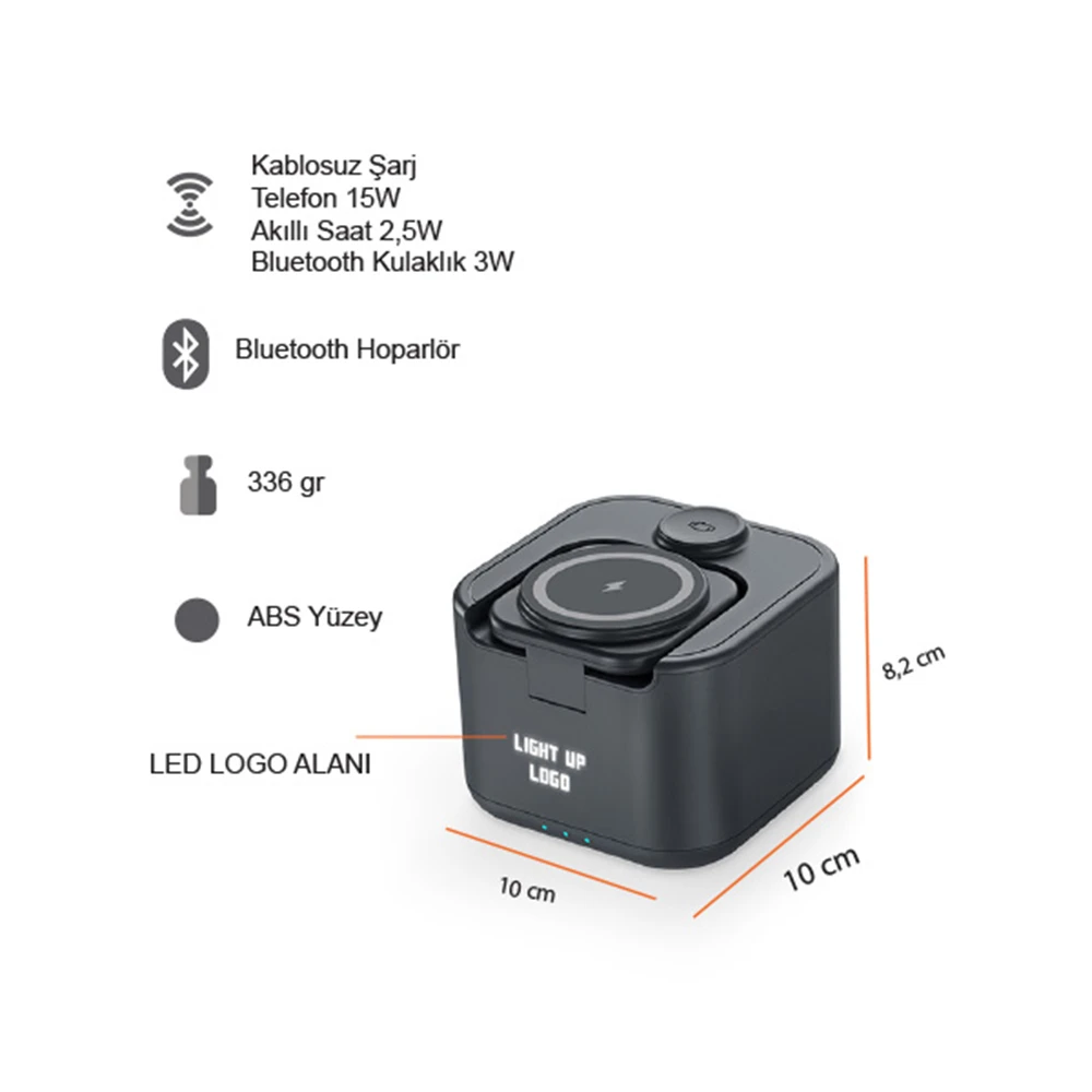 Kablosuz Magsafe Şarj Cihazı (Hoparlör-Akıllı Telefon-Saat-Kulaklık) 22.5W Hızlı Şarj Promozone