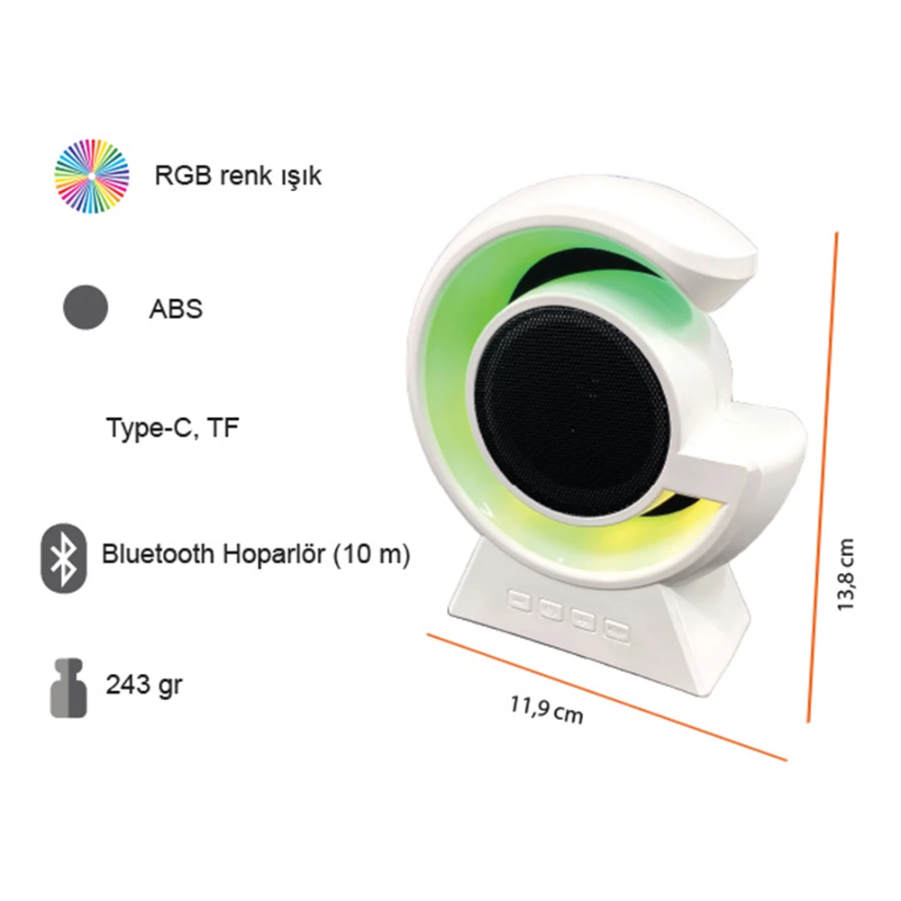 RGB Işıklı Kablosuz Bluetooth Hoparlör