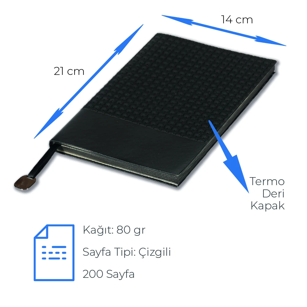 Yumuşak Kapaklı Kenarları Boyalı Termo Deri 14x21 Defter