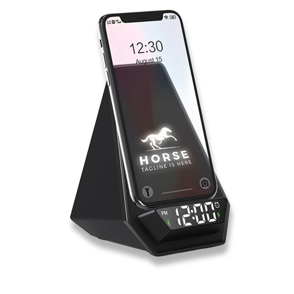 15W Işıklı Kablosuz Şarj Cihazı - Bluetooth Hoparlör (Akıllı Saat ve Alarm Özellikli)