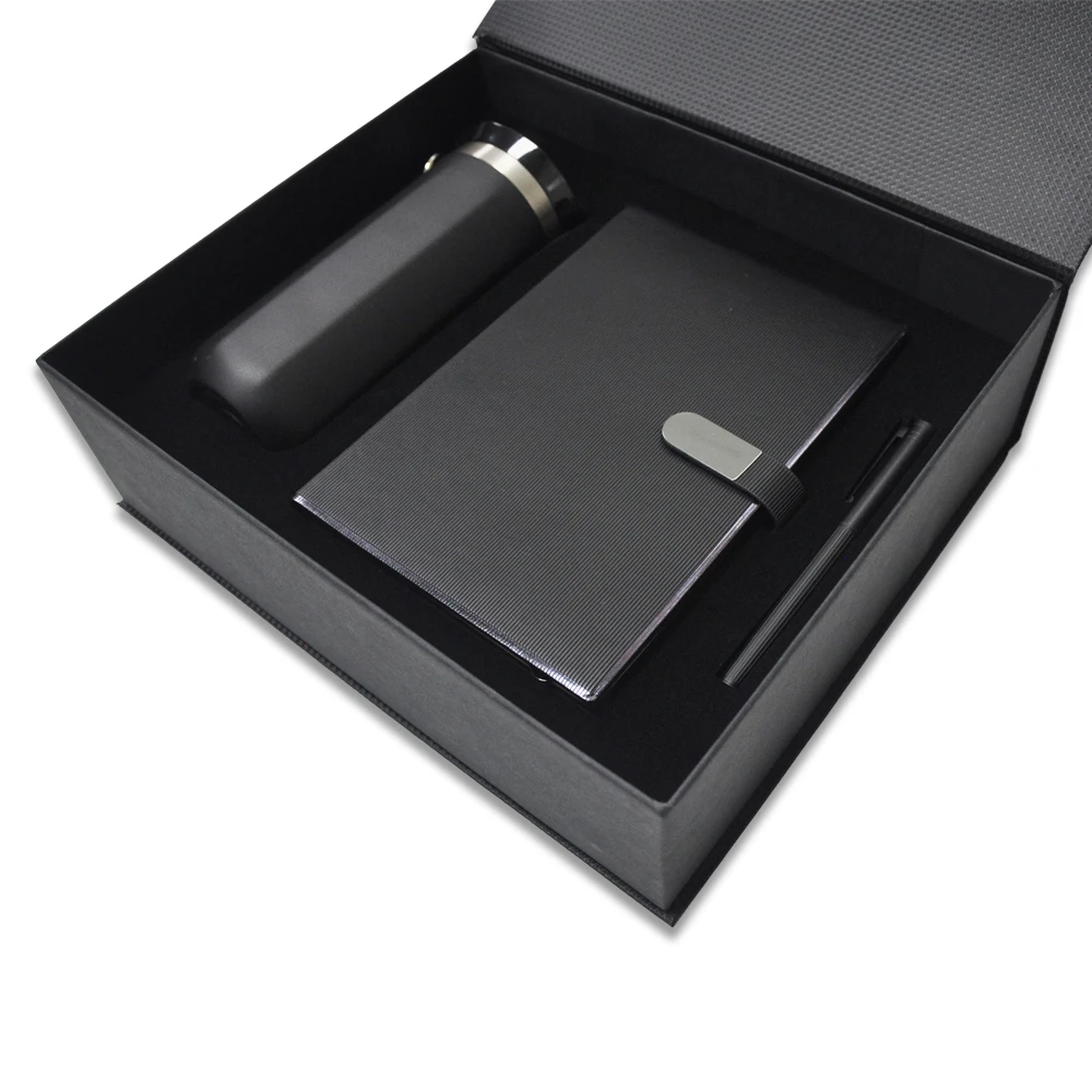 14×21 Termo Deri Defter, Kapaklı Metal Kalem & 450 ml Termos Bardak Kutulu VIP Hediye Seti Promozone