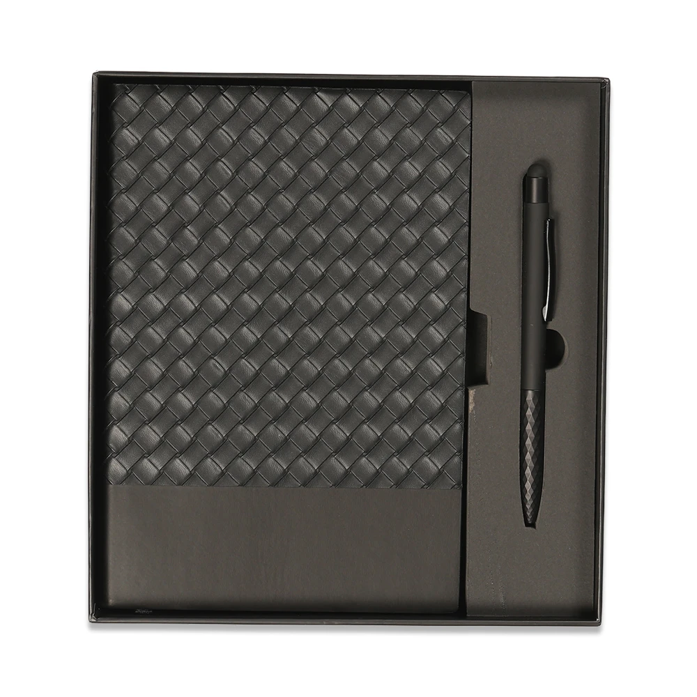 14×21 Baklava Desenli Termo Deri Defter & Touchpen Diamond Kalem Kutulu Hediye Seti Promozone