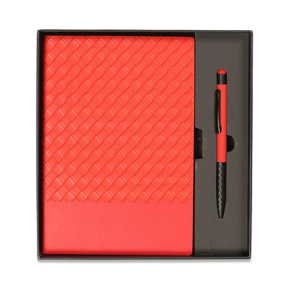 14×21 Baklava Desenli Termo Deri Defter & Touchpen Diamond Kalem Kutulu Hediye Seti Promozone