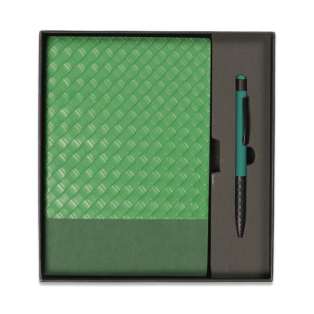 14×21 Baklava Desenli Termo Deri Defter & Touchpen Diamond Kalem Kutulu Hediye Seti Promozone