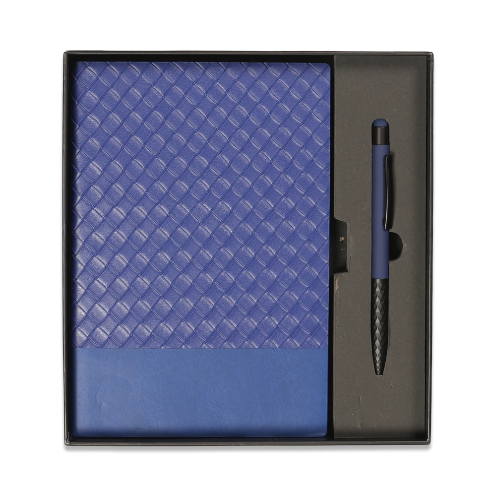 14×21 Baklava Desenli Termo Deri Defter & Touchpen Diamond Kalem Kutulu Hediye Seti Promozone
