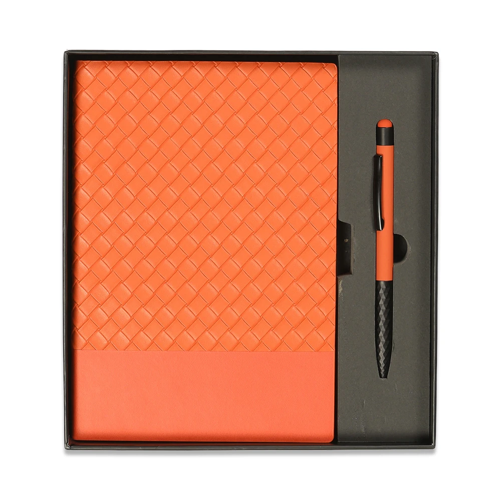 14×21 Baklava Desenli Termo Deri Defter & Touchpen Diamond Kalem Kutulu Hediye Seti Promozone