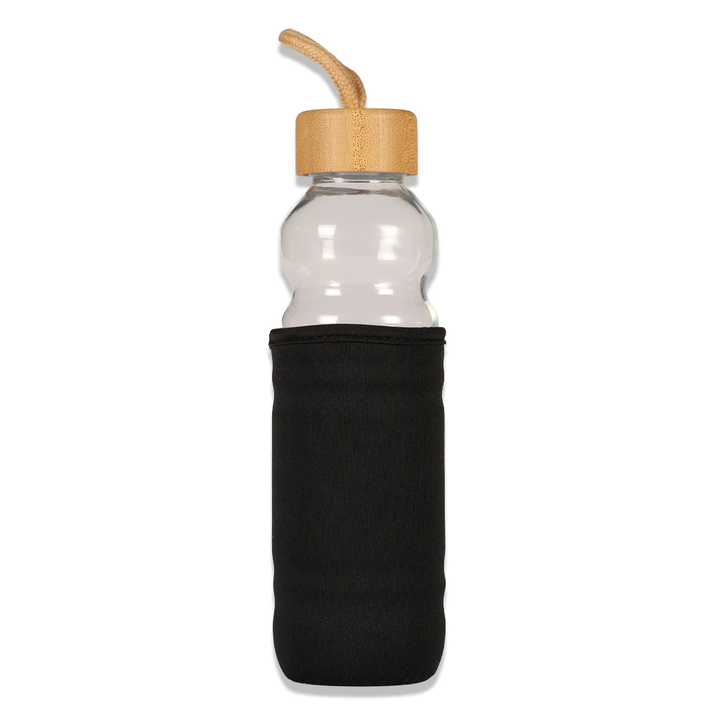 500ml Kılıflı Bambu Kapaklı Su Şişesi Promozone