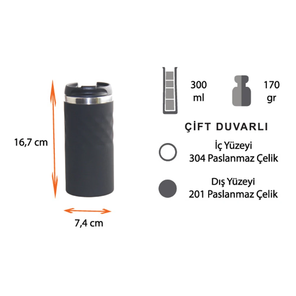 300 ml Termos Tipi Çelik Kupa Bardak Promozone