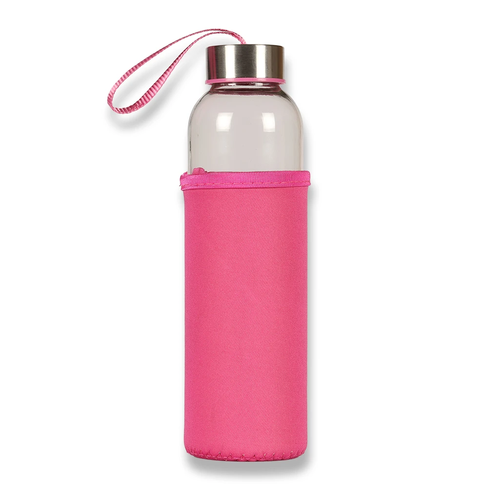 500ml Renkli Kılıflı Cam Matara