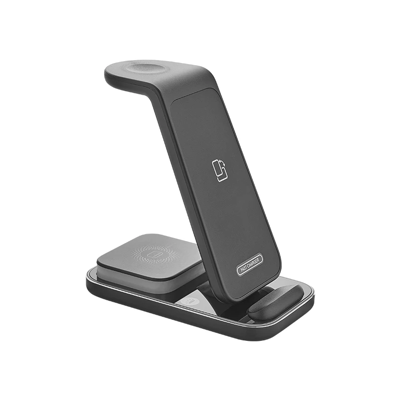 3’ü 1 Arada Wireless Şarj Cihazı ve Gece Lambası (Telefon, Akıllı Saat ve Kulaklık Uyumlu, 15W, Siyah)