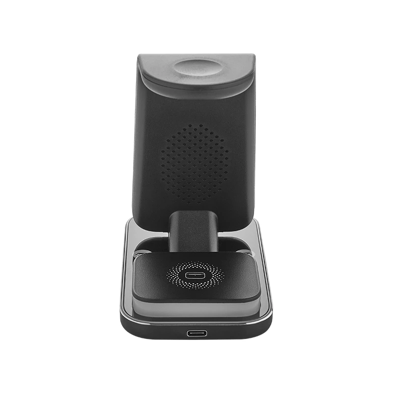 3’ü 1 Arada Wireless Şarj Cihazı ve Gece Lambası (Telefon, Akıllı Saat ve Kulaklık Uyumlu, 15W, Siyah)