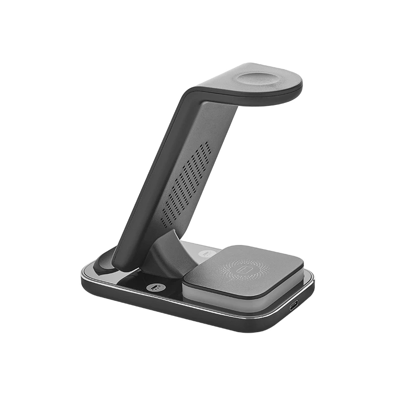 3’ü 1 Arada Wireless Şarj Cihazı ve Gece Lambası (Telefon, Akıllı Saat ve Kulaklık Uyumlu, 15W, Siyah)