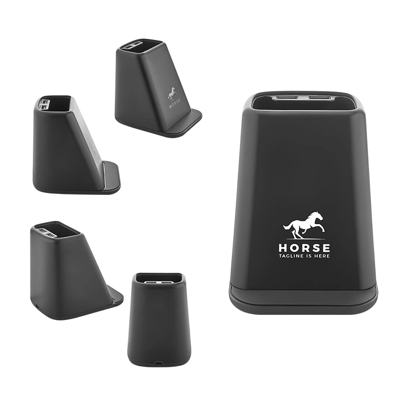 Işıklı Logolu Wireless Şarjlı Kalemlik (15W, Type-C Girişli, Çift USB Çıkışlı)