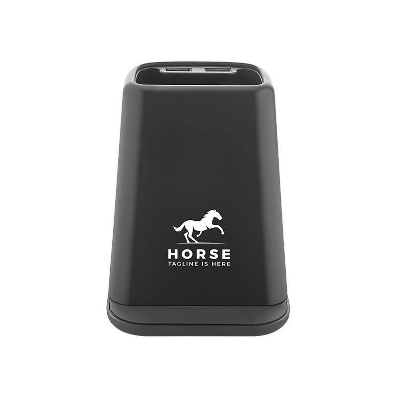Işıklı Logolu Wireless Şarjlı Kalemlik (15W, Type-C Girişli, Çift USB Çıkışlı) Promozone