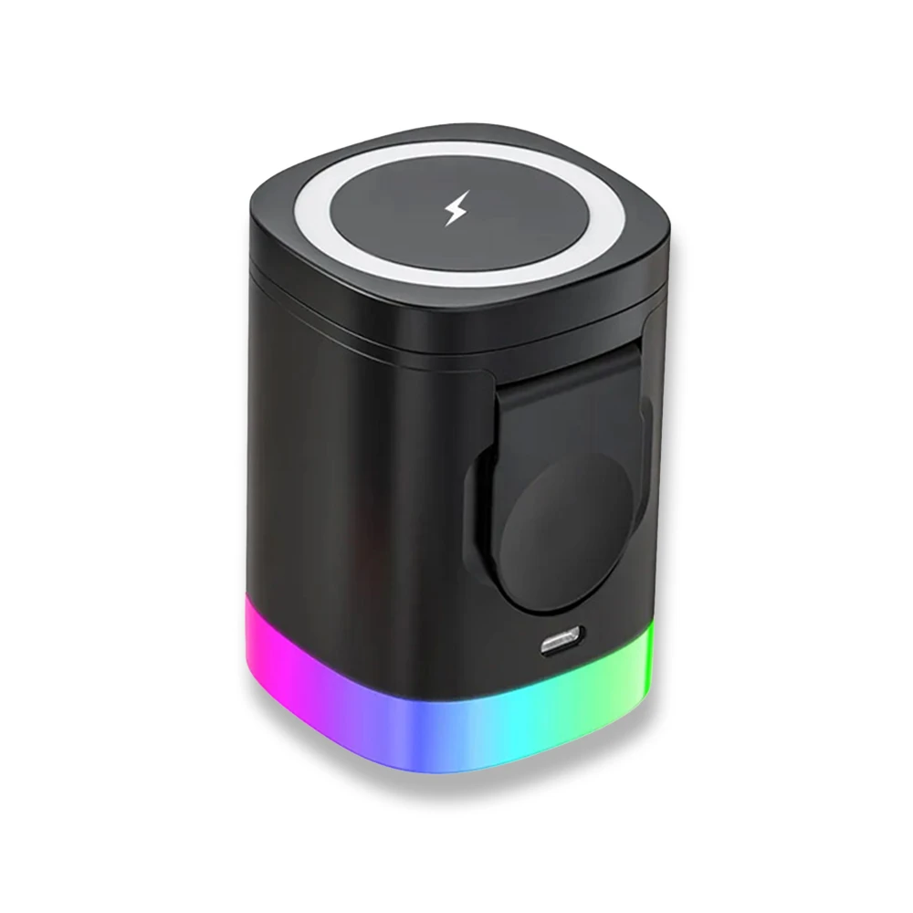 3’ü 1 Arada Kablosuz Şarj Standı (15W Hızlı Şarj, RGB Dekoratif Işıklı, Type-C Girişli) Promozone