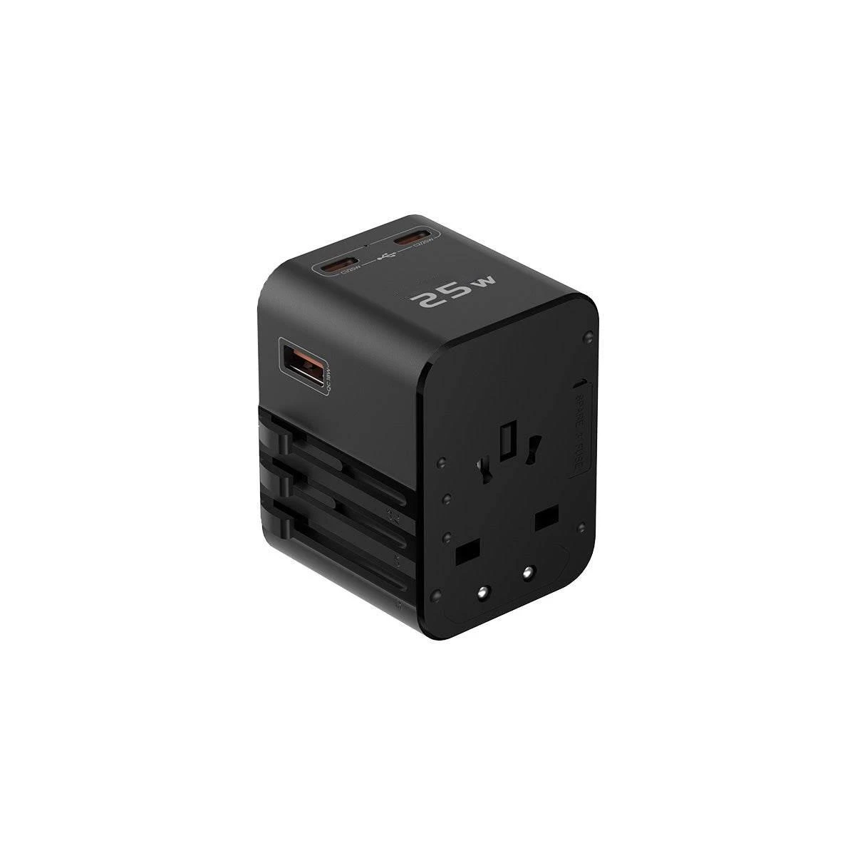 25W Evrensel Dünya Seyahat Adaptörü (150+ Ülke Uyumlu, PD & QC 3.0, USB-C + USB-A)