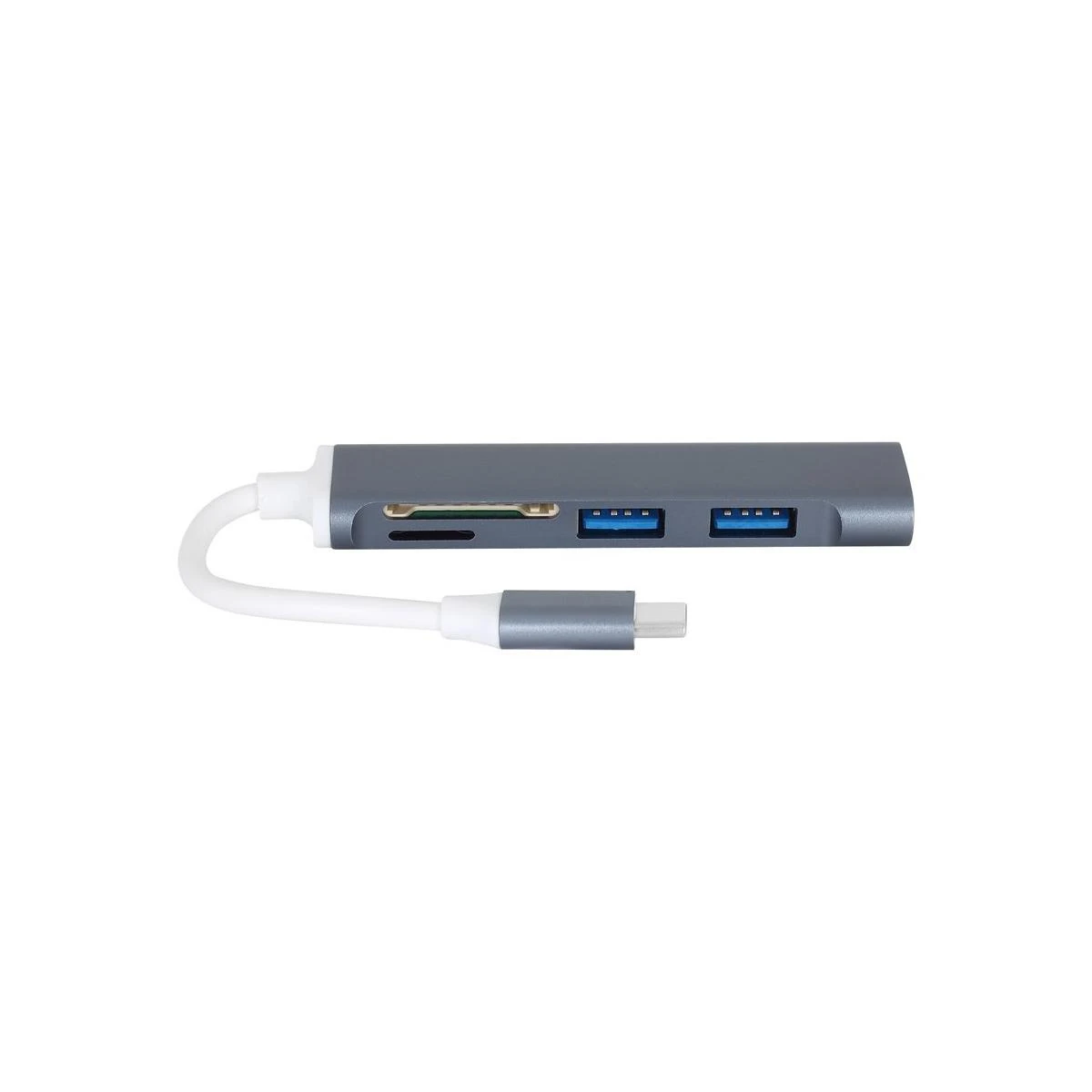 USB-C Girişli 3 Port USB Hub Çoğaltıcı + SD Kart Okuyucu (Alüminyum Gövde)