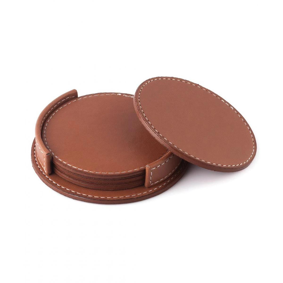 4 Adet Yuvarlak Deri Bardak Altlığı Promozone