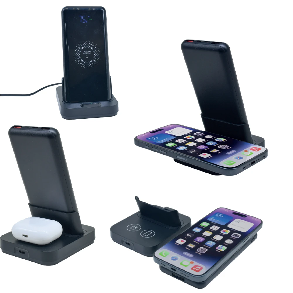 Standlı 10.000 mAh Wireless Powerbank – 15W Kablosuz Şarj Özellikli