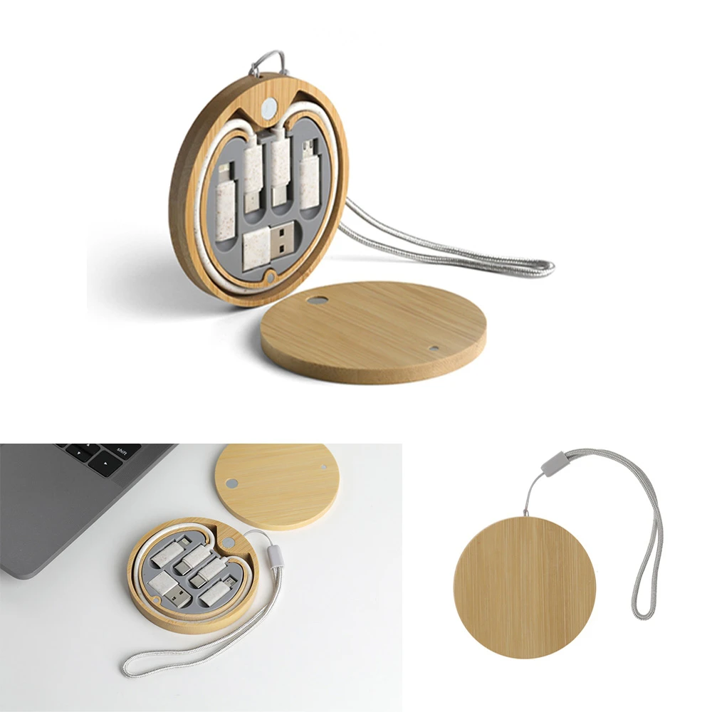 Bambu & Buğday Samanı Malzemeli Adaptör Kablo Seti (USB‑C Ana Kablo + 3 Adaptör) Promozone